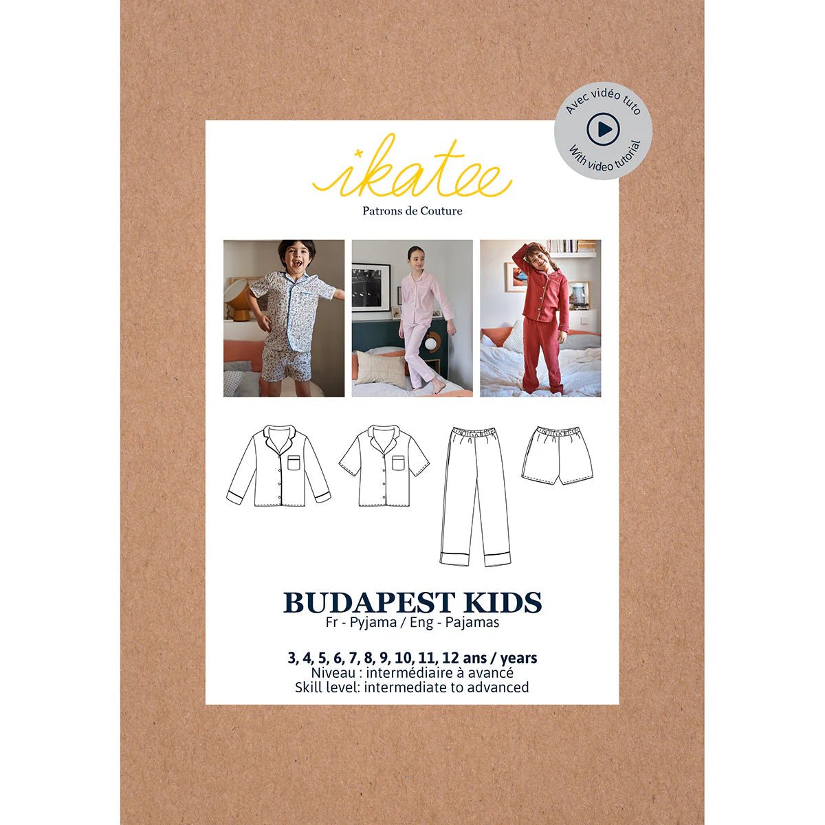 BUDAPEST Pajamas Sewing Pattern - Kids 3/12Y - Ikatee - Simplifi Fabric