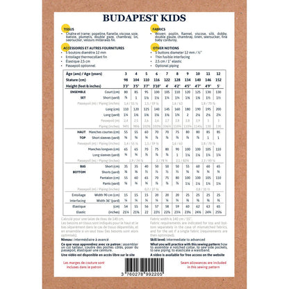 BUDAPEST Pajamas Sewing Pattern - Kids 3/12Y - Ikatee - Simplifi Fabric