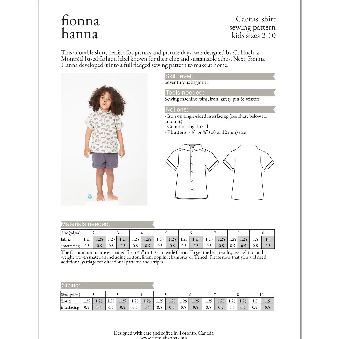 Cactus Shirt Childrens Sewing Pattern - Fiona Hanna X Cokluch - Simplifi Fabric