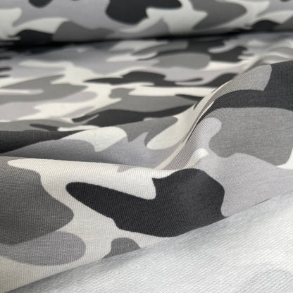 Camouflage Brushed French Terry - European Import - Oeko - Tex® - Grey - Simplifi Fabric