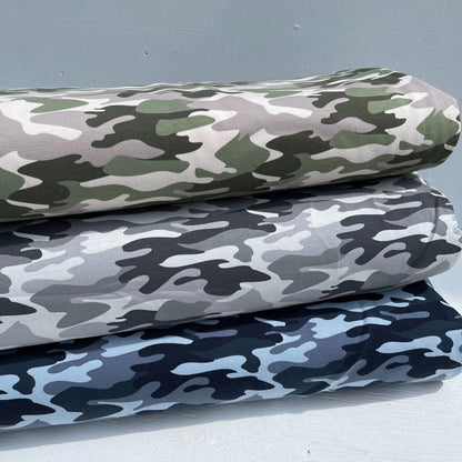 Camouflage Brushed French Terry - European Import - Oeko - Tex® - Grey - Simplifi Fabric