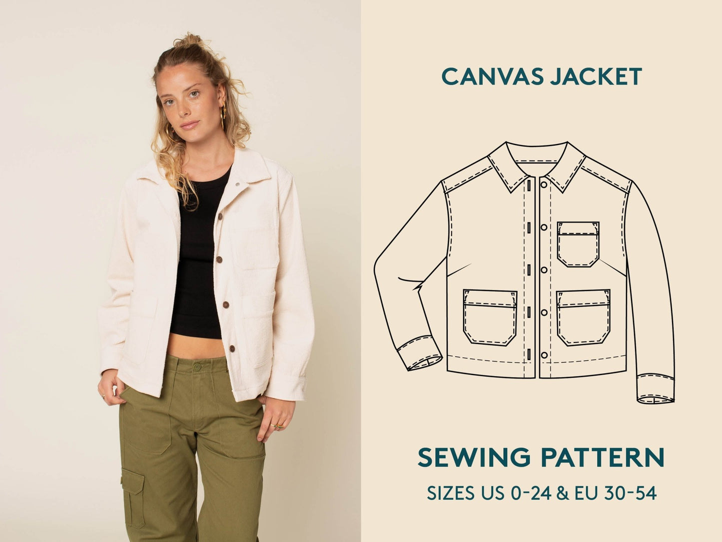 Canvas Jacket Womens Paper Pattern - Wardrobe by Me - Simplifi Fabric