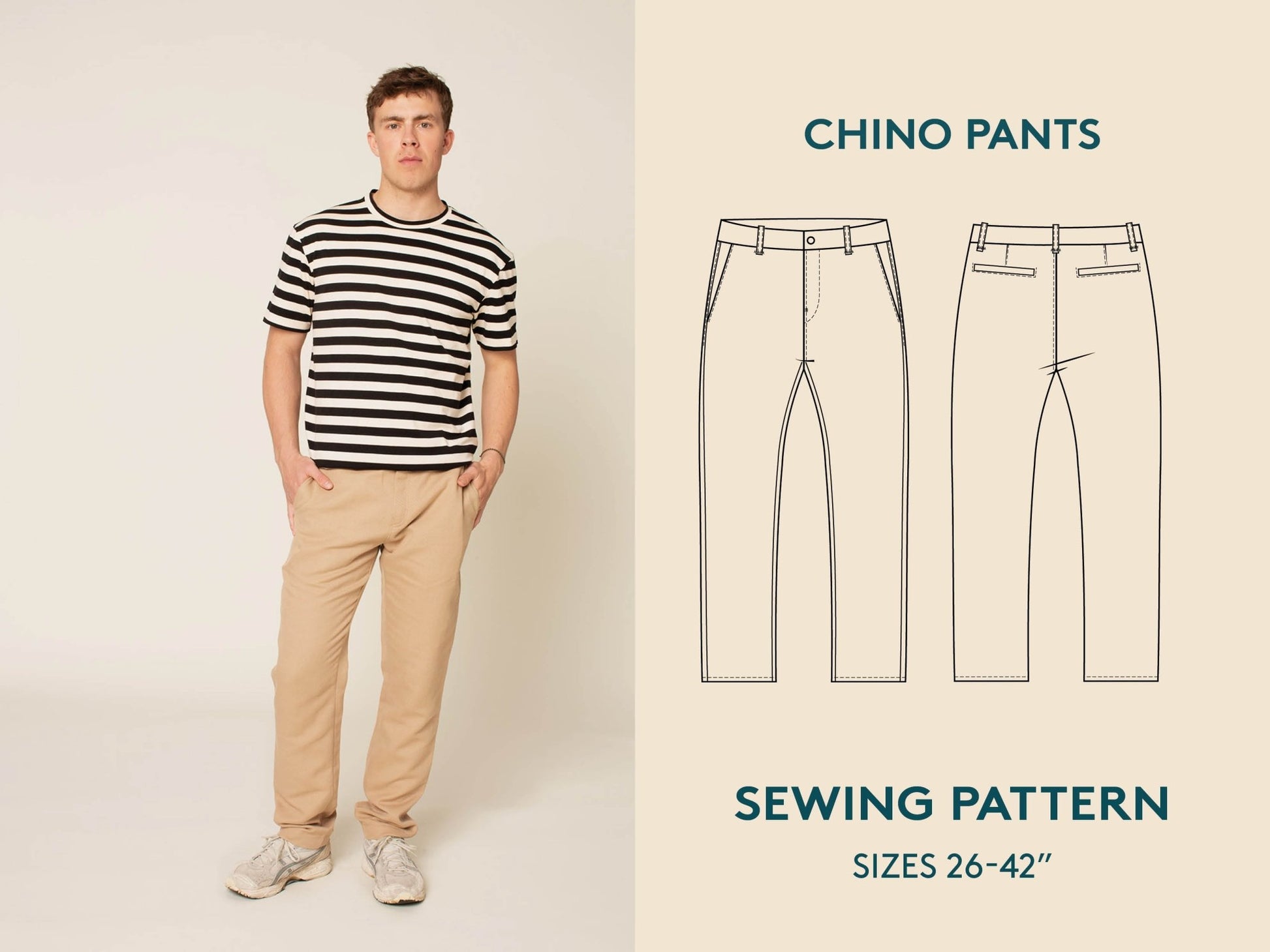 Chino Pants Mens Paper Pattern - Wardrobe by Me - Simplifi Fabric