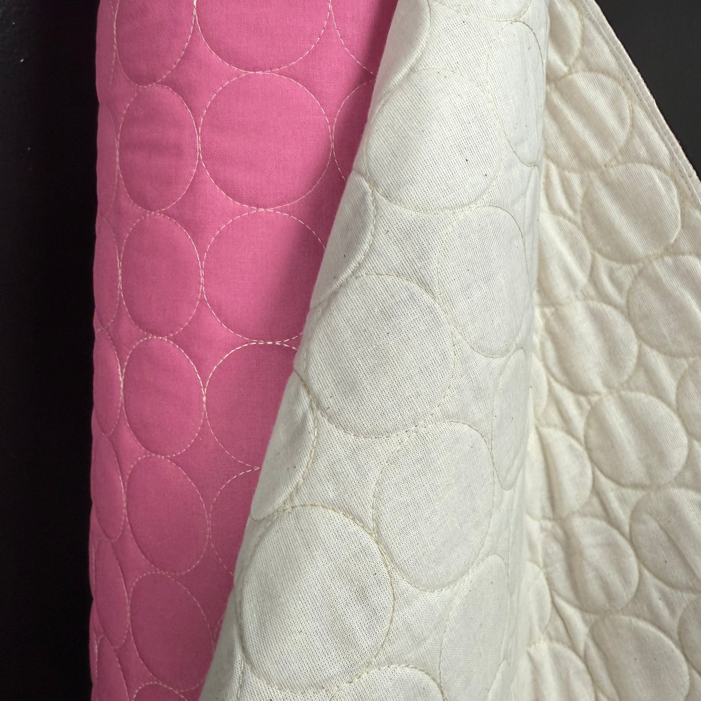 Circle Stitch Quilted - Japanese Import - Pink/Beige