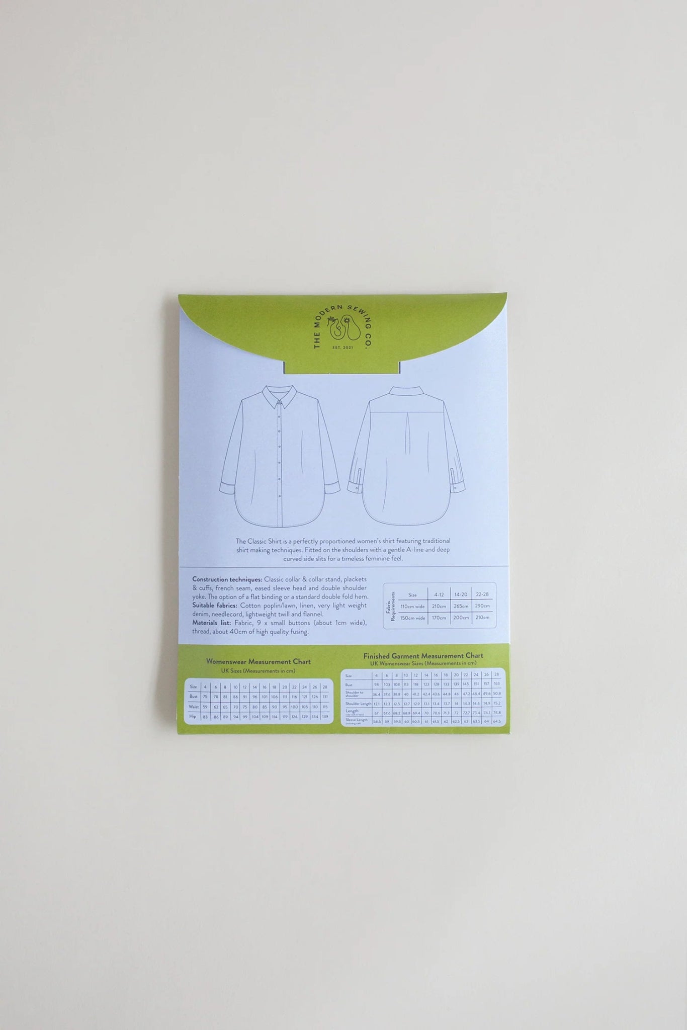 Classic Shirt Paper Pattern - Modern Sewing Co. - Simplifi Fabric