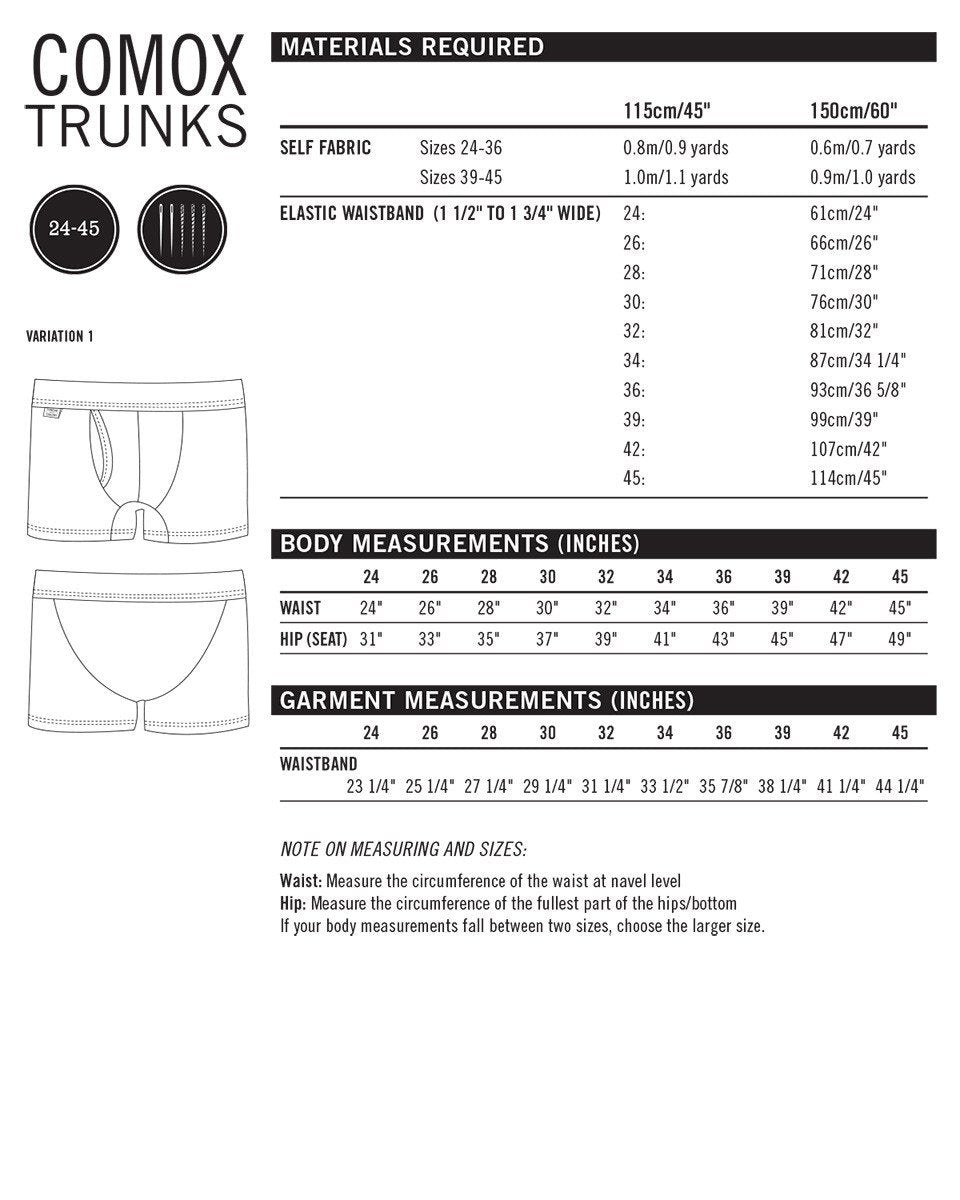 Comox Trunks Pattern - Thread Theory - Simplifi Fabric