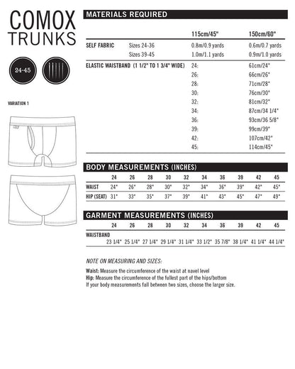 Comox Trunks Pattern - Thread Theory - Simplifi Fabric