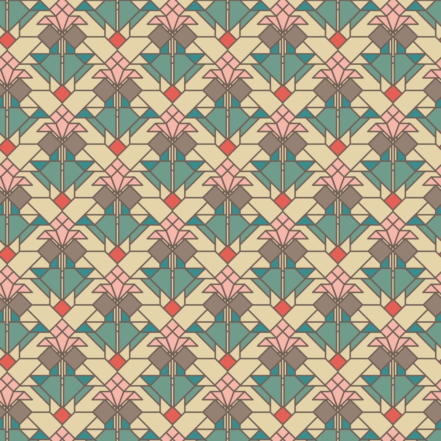 Coonley Tulip - Desert - Frank Lloyd Wright - Cloud 9 Fabrics - Poplin - Simplifi Fabric