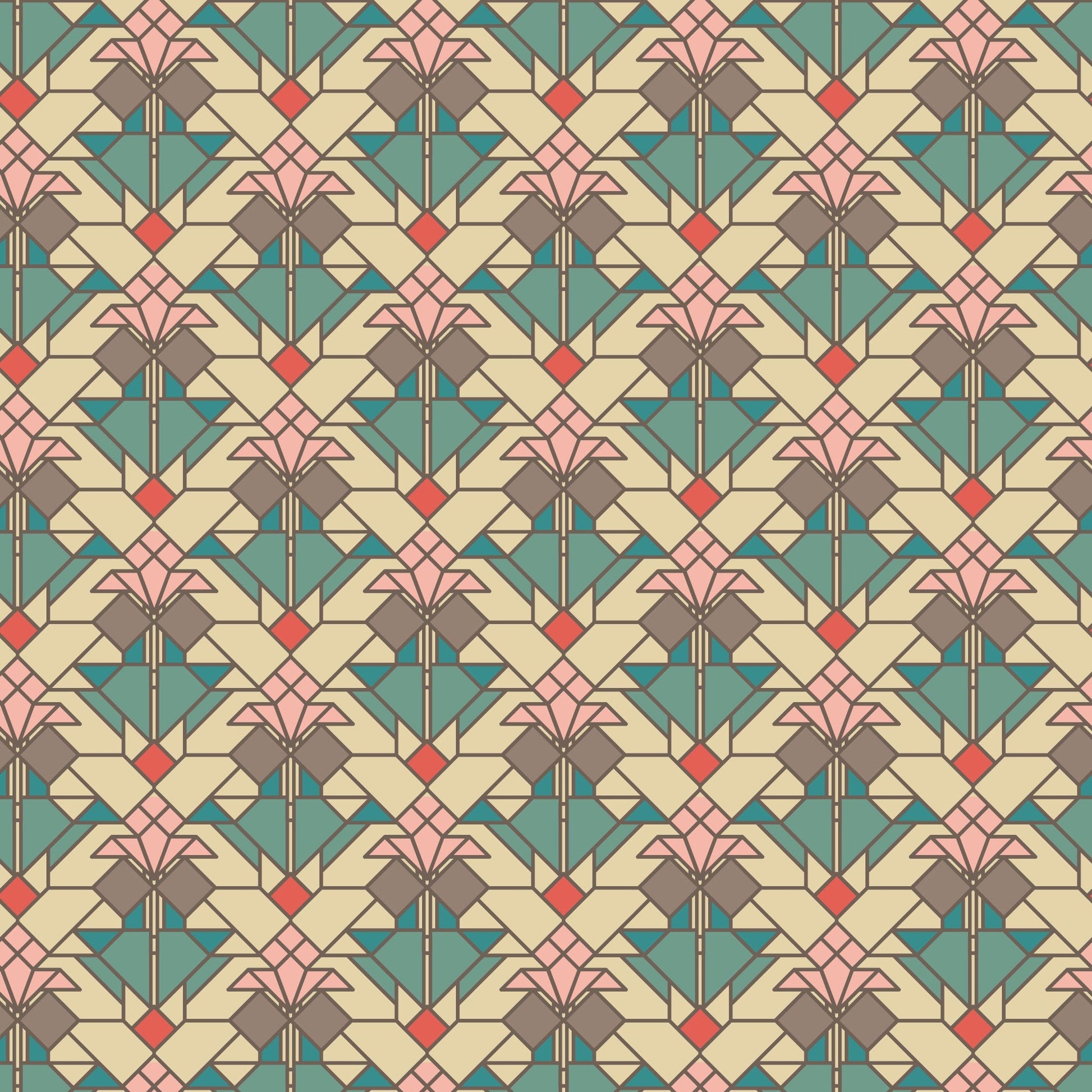 Coonley Tulip - Desert - Frank Lloyd Wright - Cloud 9 Fabrics - Poplin - Simplifi Fabric