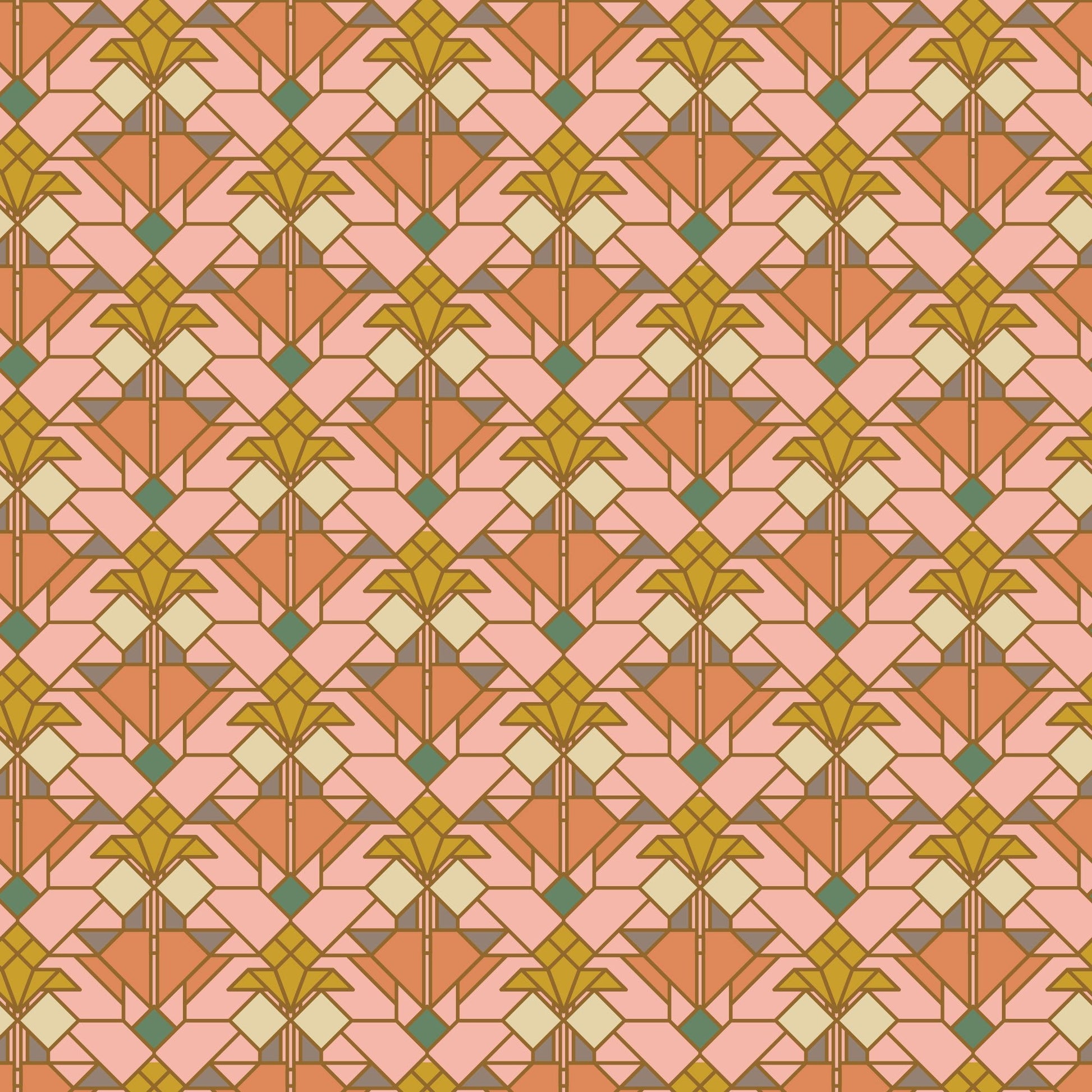 Coonley Tulip - Earth - Frank Lloyd Wright - Cloud 9 Fabrics - Poplin - Simplifi Fabric