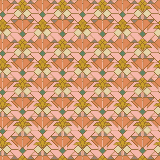 Coonley Tulip - Earth - Frank Lloyd Wright - Cloud 9 Fabrics - Poplin - Simplifi Fabric