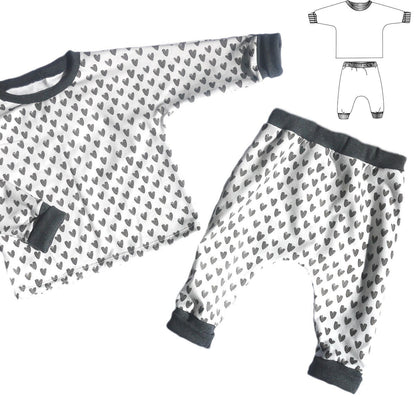 Cordoba Jogging or Pyjama Set Sewing Pattern - Baby Boy & Girl 1M/4Y - Ikatee - Simplifi Fabric