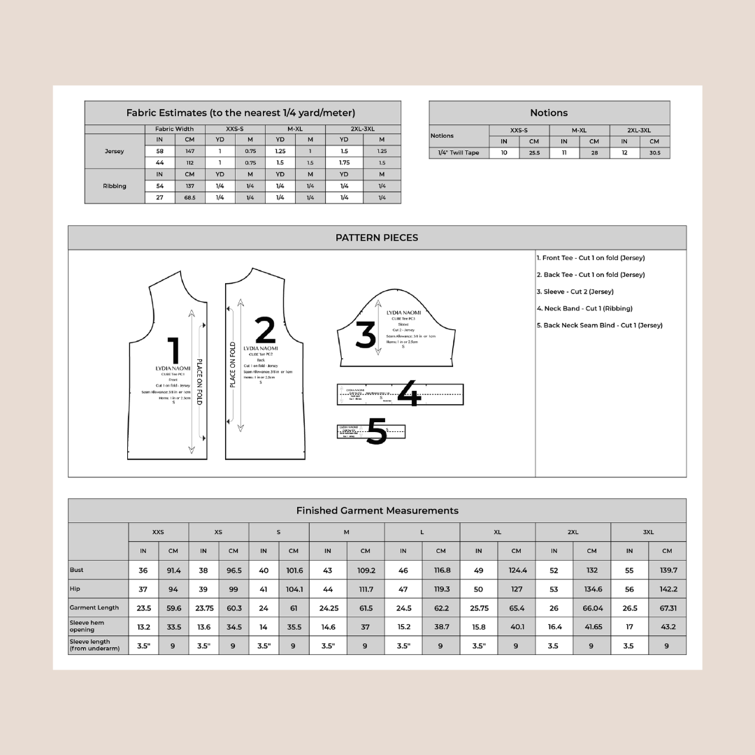 Cube Tee PDF Pattern - Lydia Naomi - Simplifi Fabric