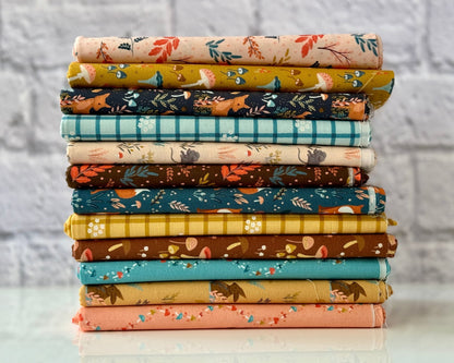 Daisy Plaid - Blue - Woodland Creatures - Dominika Godette - Cloud 9 Fabrics - Poplin - Simplifi Fabric