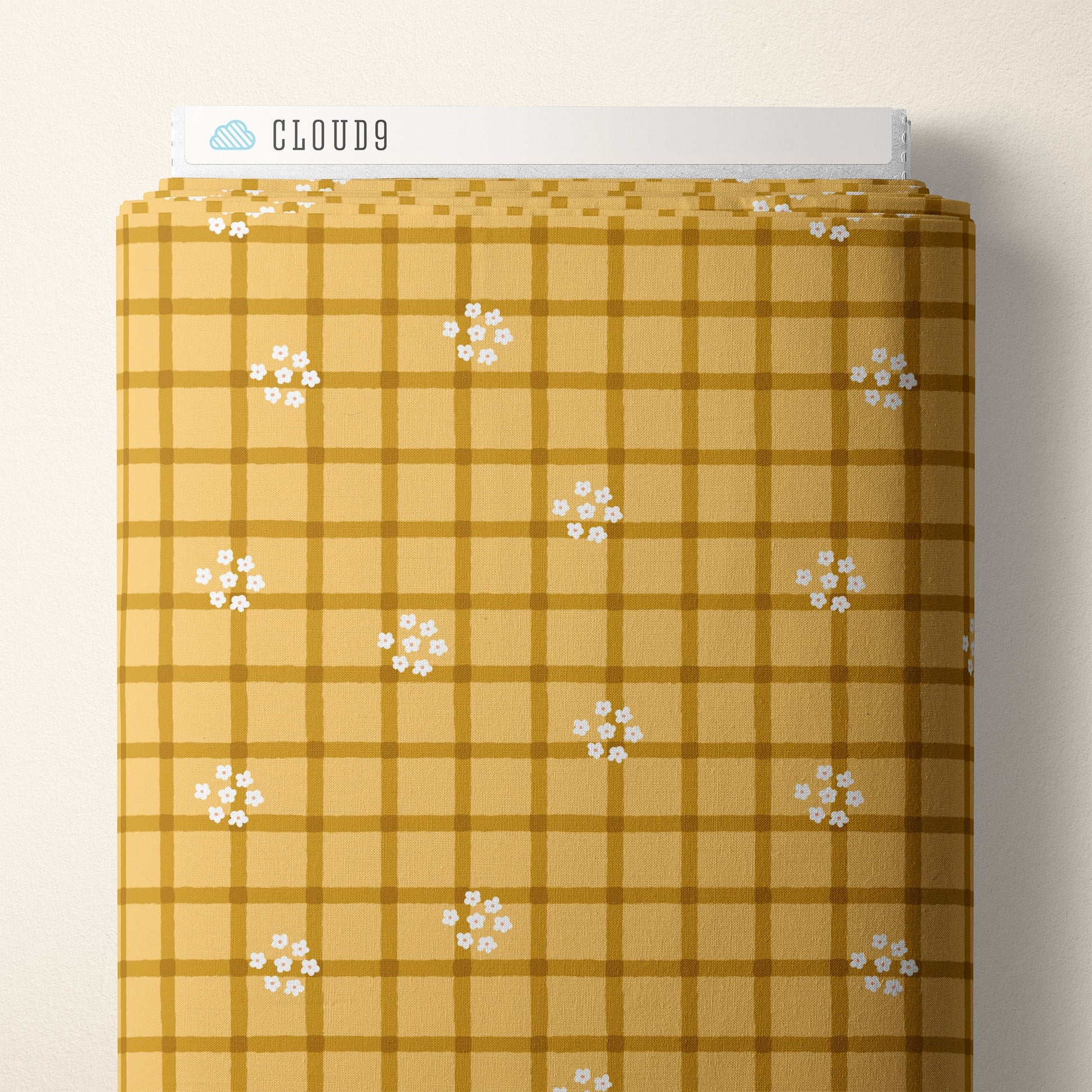 Daisy Plaid - Gold - Woodland Creatures - Dominika Godette - Cloud 9 Fabrics - Poplin - Simplifi Fabric