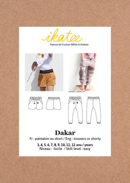 Dakar Pants or Shorts Sewing Pattern - Girl 3/12Y - Ikatee - Simplifi Fabric