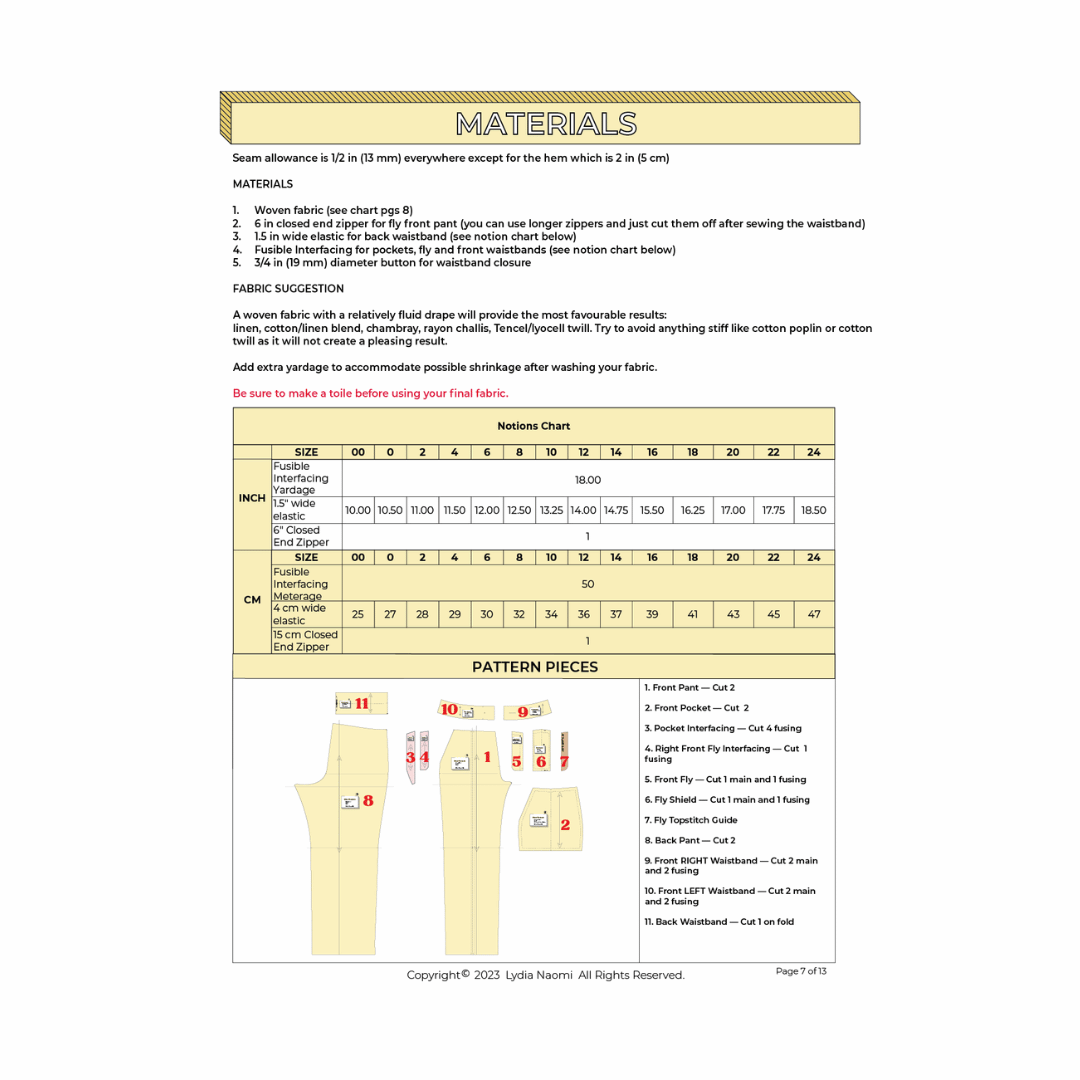 Diner Trouser PDF Pattern - Lydia Naomi - Simplifi Fabric