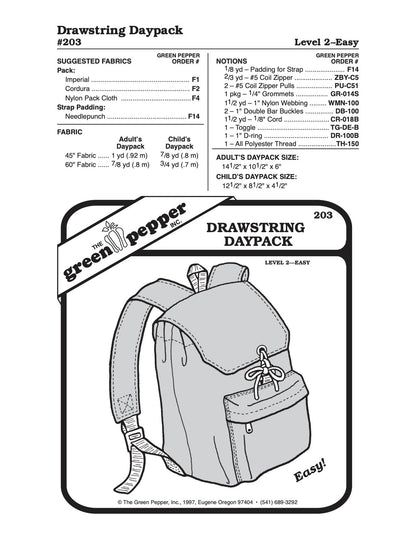 Drawstring Daypack Pattern - 203 - The Green Pepper Patterns - Simplifi Fabric