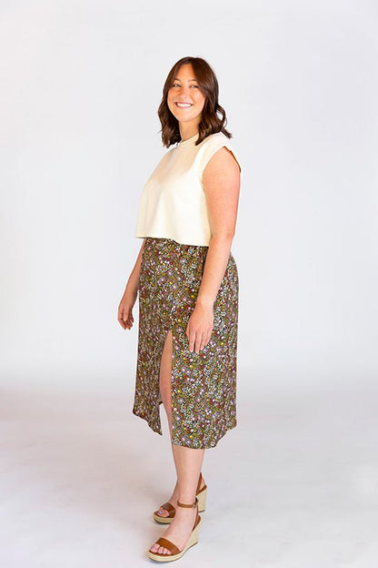 Evelyn High Waist Skirt Pattern - Chalk + Notch - Simplifi Fabric