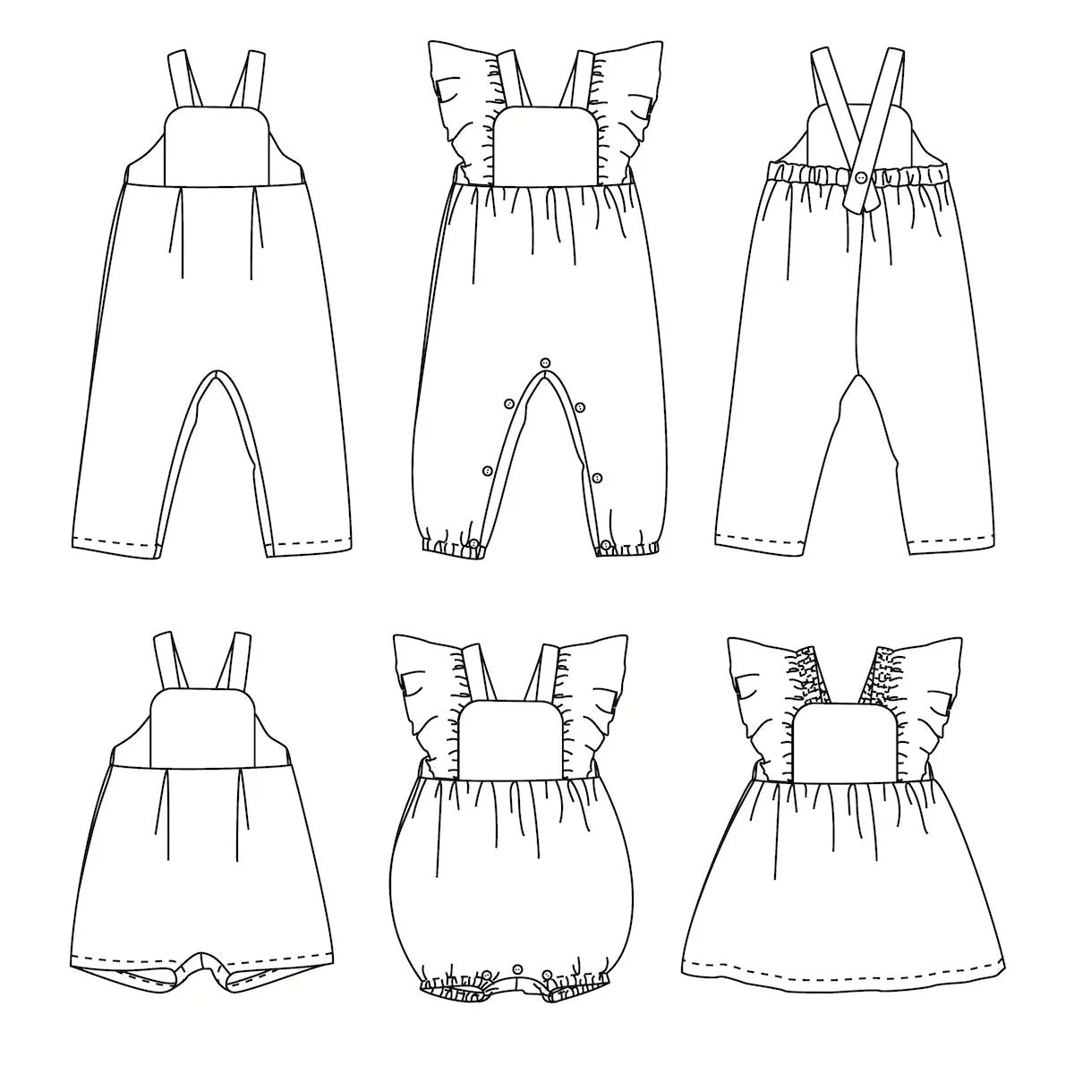 FARO Jumpsuit, Romper & Dress Paper Sewing Pattern - Baby 1M/24M - Ikatee - Simplifi Fabric