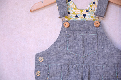 Frankie Dungarees & Dress (6mo - 2years) - Kids Paper Sewing Pattern - Two Stitches Patterns - Simplifi Fabric