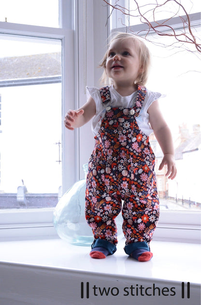 Frankie Dungarees & Dress (6mo - 2years) - Kids Paper Sewing Pattern - Two Stitches Patterns - Simplifi Fabric