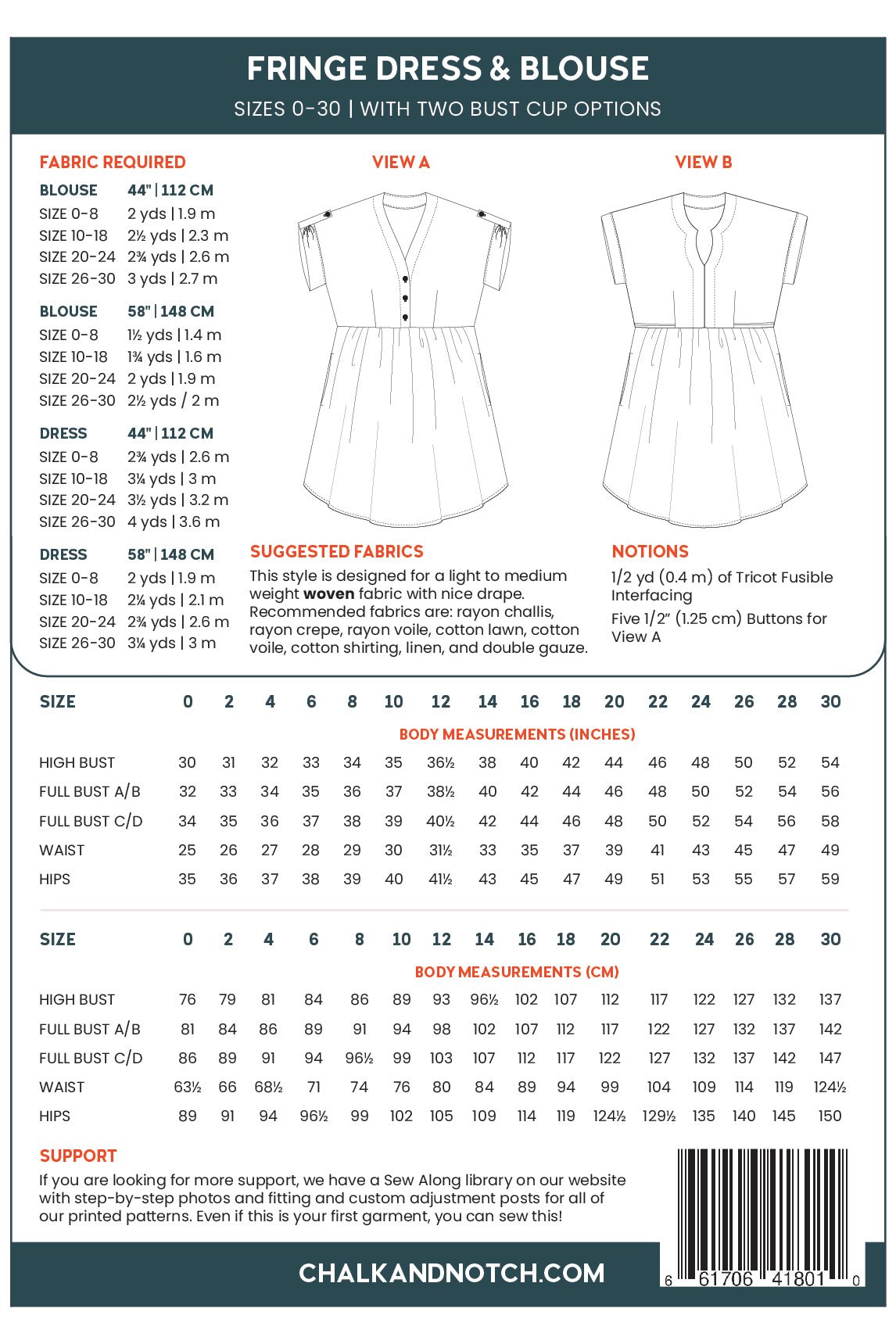 Fringe Dress/Blouse Pattern - Chalk + Notch - Simplifi Fabric