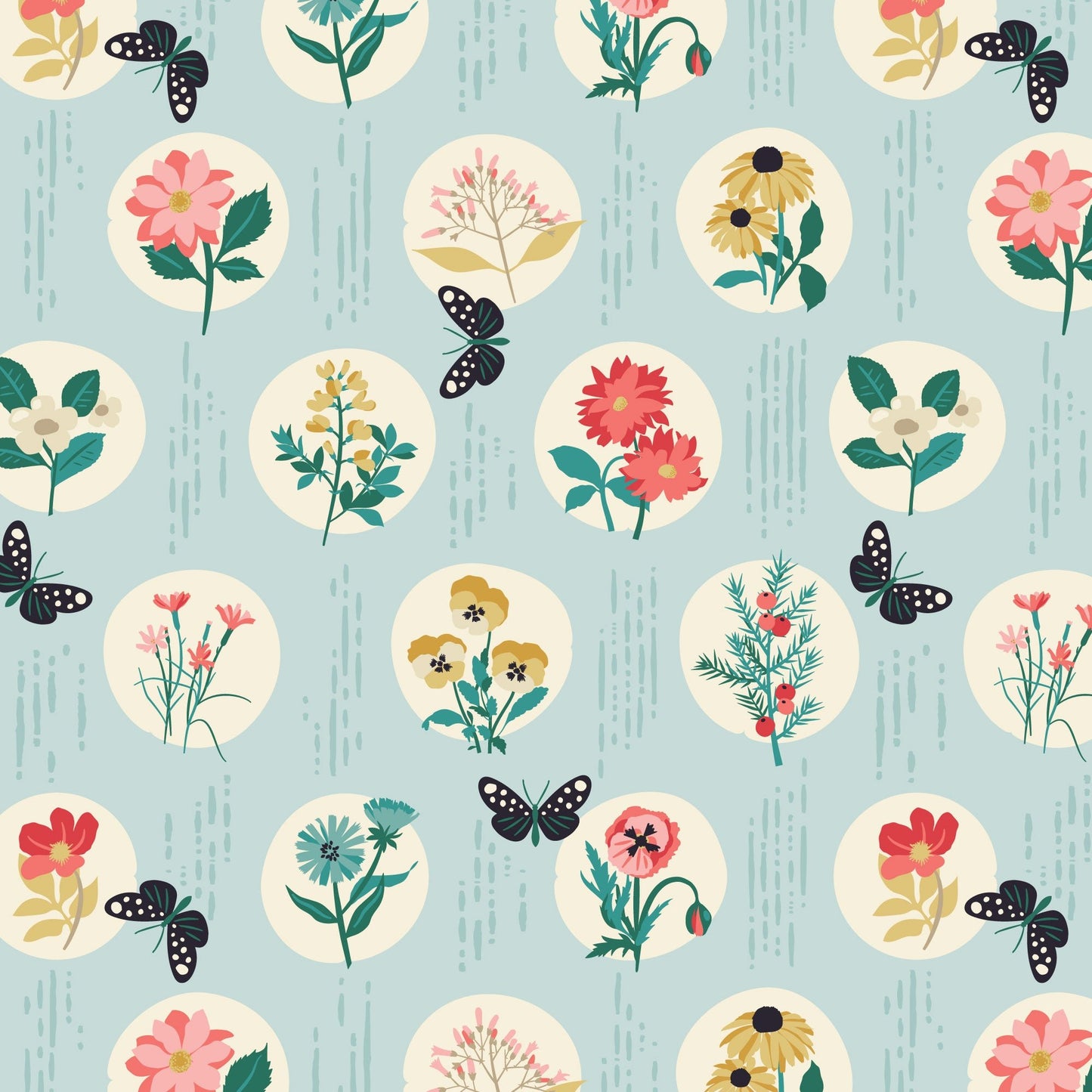 Garden Bloom - Blue - Garden Walks - Ann Gardner - Cloud 9 Fabrics - Poplin - Simplifi Fabric