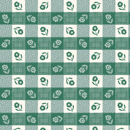 Gingham - Blue/Green - Happy Homestead - Samantha Johnson - Cloud 9 Fabrics - Poplin - Simplifi Fabric