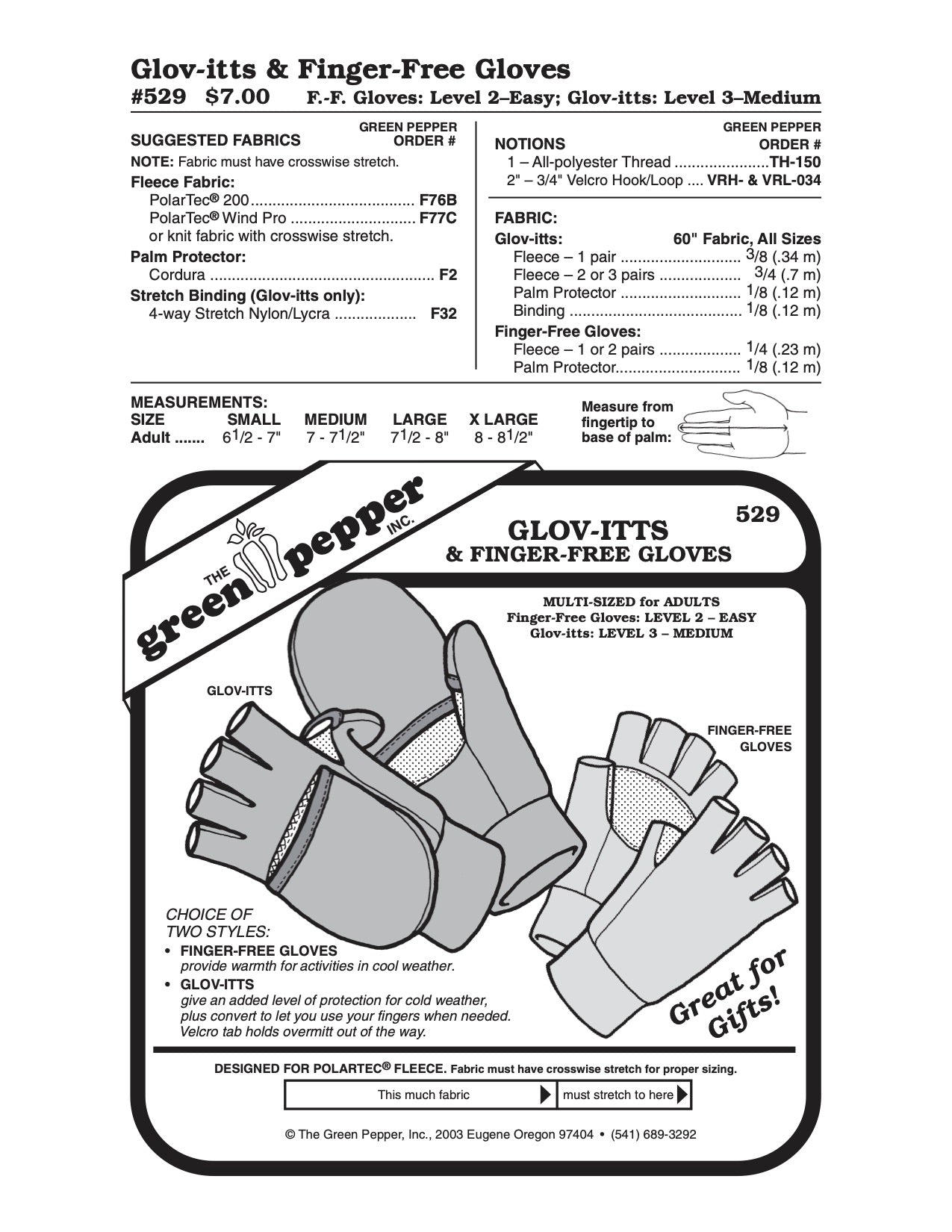 Glov - itts or Finger - Free Gloves Pattern - 529 - The Green Pepper Patterns - Simplifi Fabric