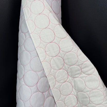 Circle Stitch Quilted - Japanese Import - Light Gray/Pink