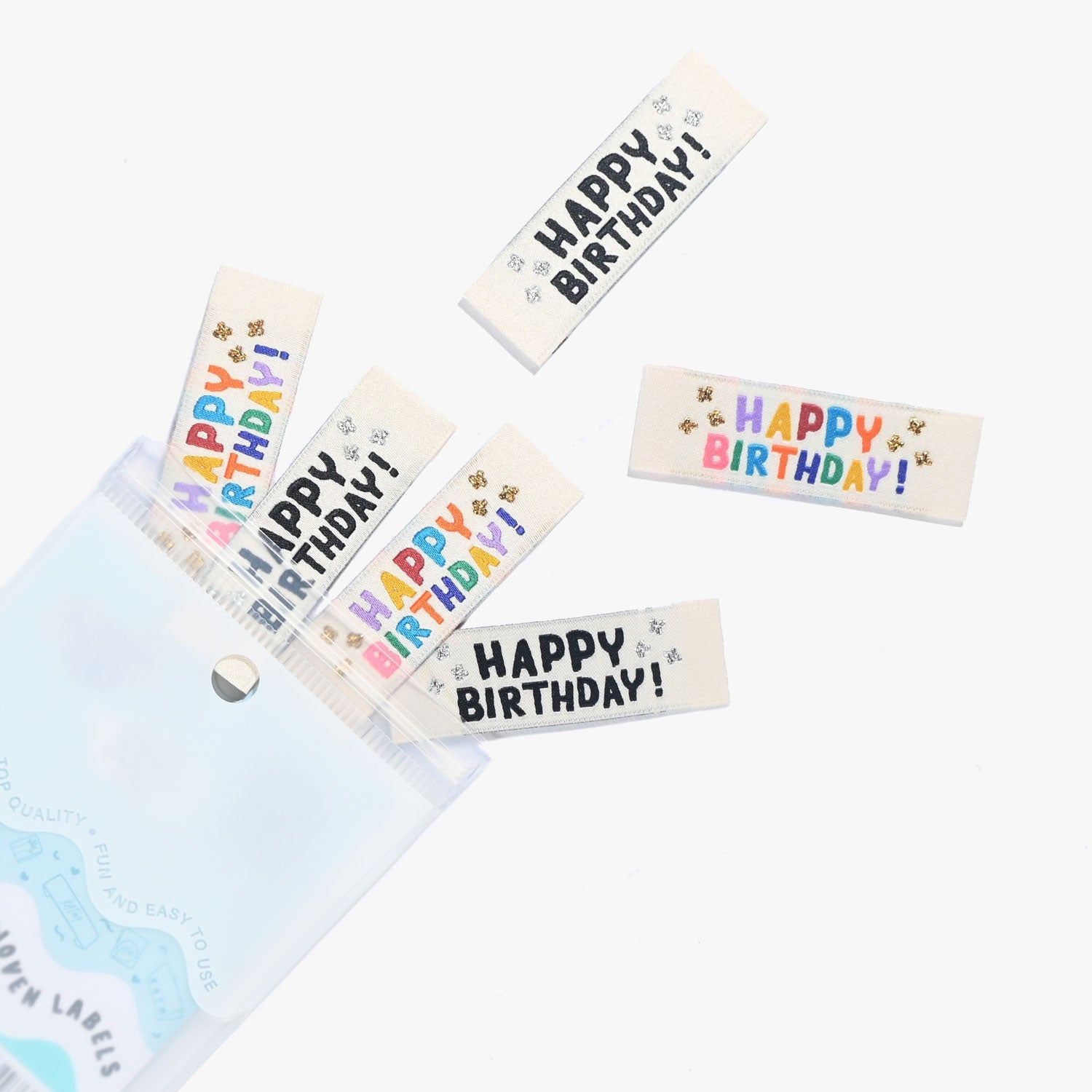 "Happy Birthday!" Woven Label Pack - Kylie And The Machine - Simplifi Fabric