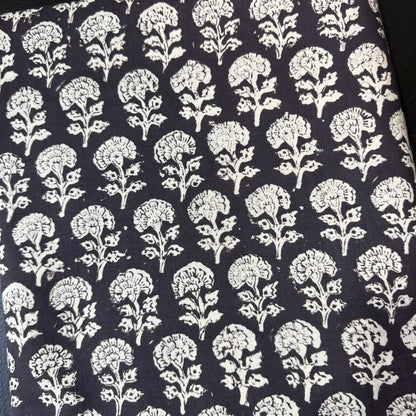 Harvest Bloom Black - Bagru Indian Cotton Block Print