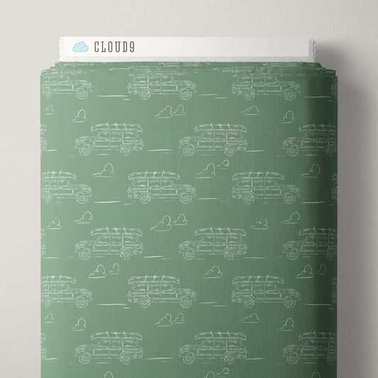 Headed for Adventure - Green - Camp Canine - Krissy Mast - Cloud 9 Fabrics - Poplin - Simplifi Fabric