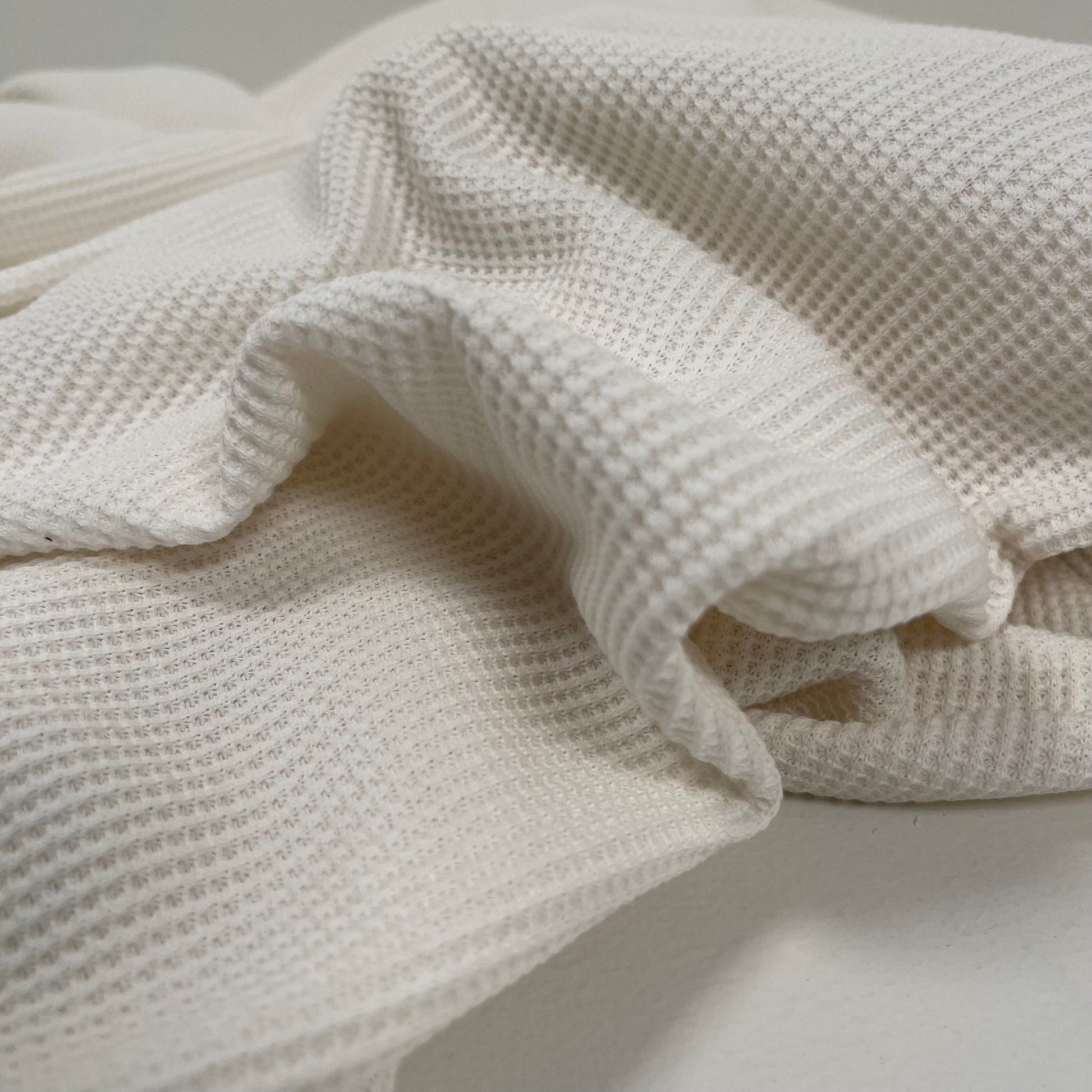 Hemp Organic Cotton Waffle / Thermal - Natural White 300 gsm (wide) - Simplifi Fabric