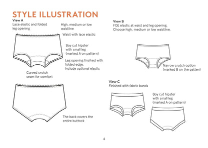 Hipster Underpants Womens Paper Pattern - Wardrobe by Me - Simplifi Fabric