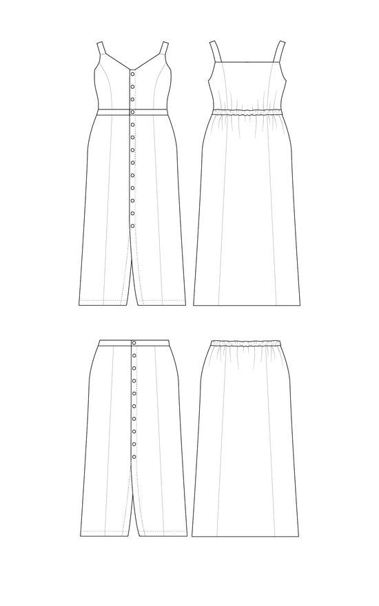 Holyoke Maxi Dress & Skirt Paper Pattern - Size 12 - 32 - Cashmerette - Simplifi Fabric