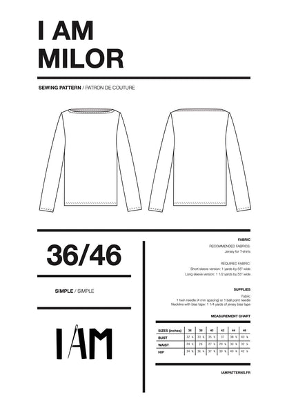 I am MILOR (Ladies) - Classic Boatneck Tshirt Pattern - I AM PATTERNS - Simplifi Fabric