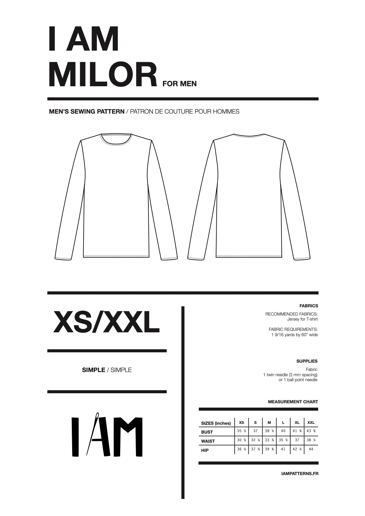 I am MILOR (Mens) - Classic Tshirt Pattern - I AM PATTERNS - Simplifi Fabric