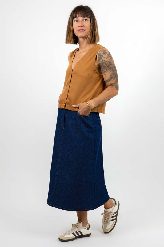 I am RUBY - Denim Skirt Pattern - I AM PATTERNS - Simplifi Fabric