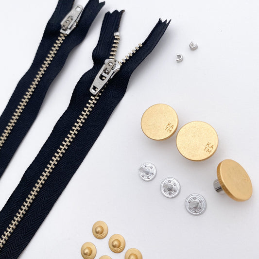 Jeans Hardware Kit - Black Zipper / Gold Hardware - Kylie And The Machine - Simplifi Fabric