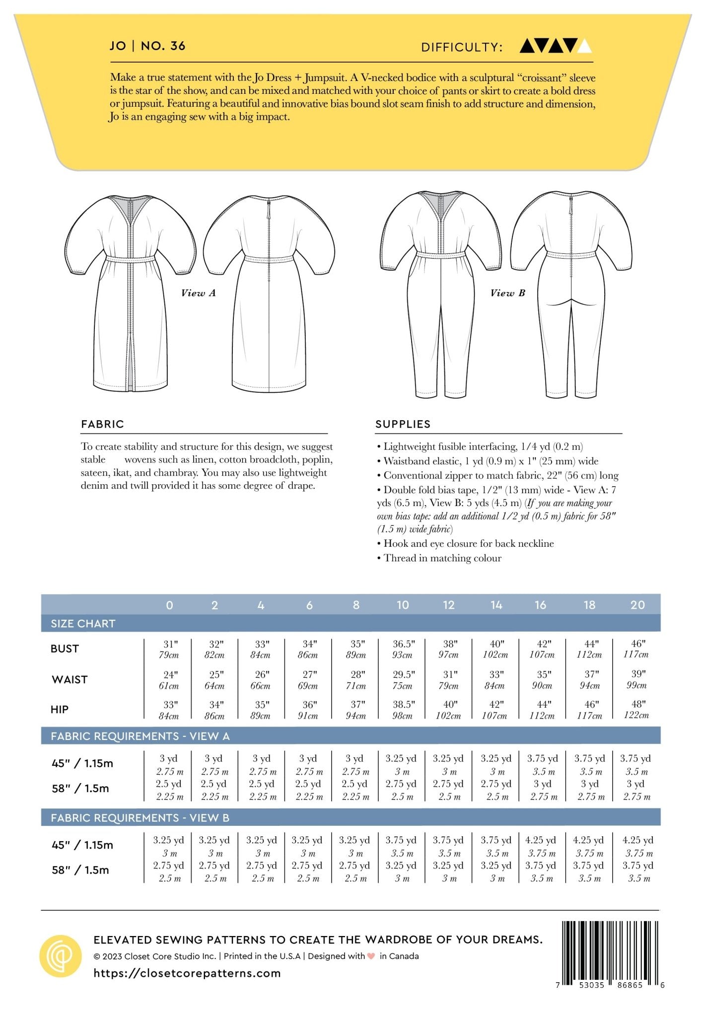 Jo Dress + Jumpsuit - Closet Core Patterns - Simplifi Fabric