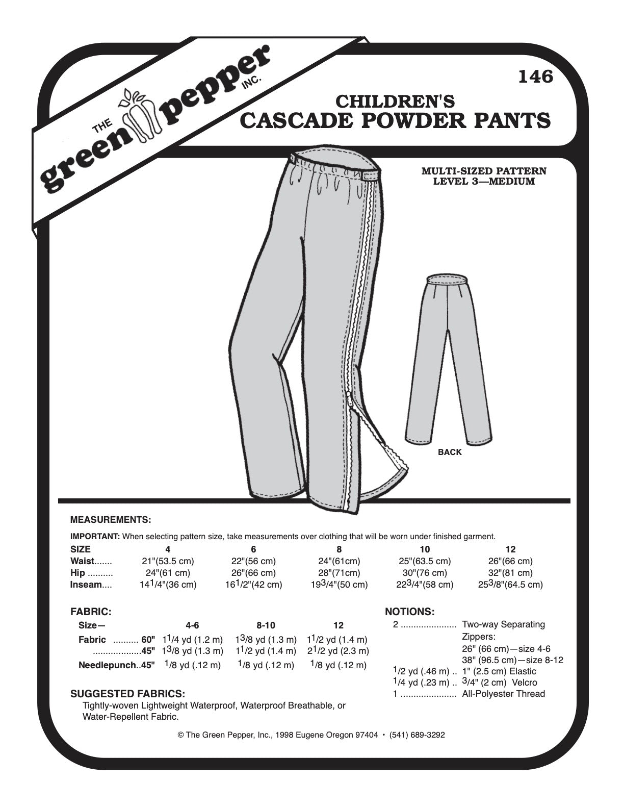 Kid’s Cascade Powder Pants Pattern - 146 - The Green Pepper Patterns - Simplifi Fabric