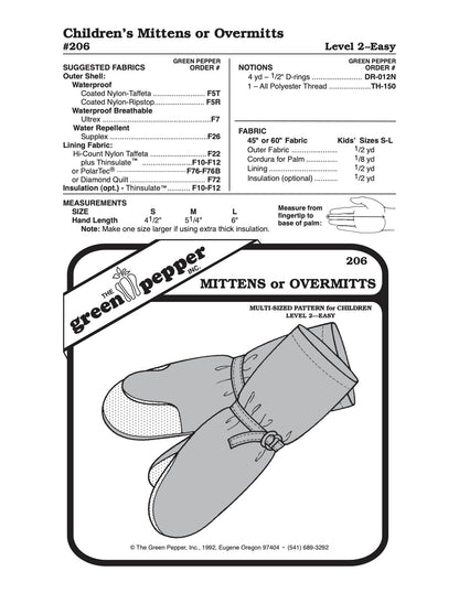 Kid’s Overmitts or Insulated Mittens Pattern - 206 - The Green Pepper Patterns - Simplifi Fabric