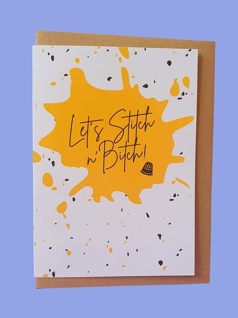 "LET'S STITCH N' BITCH" Sewing Themed Greeting Card - Sew Anonymous - Simplifi Fabric