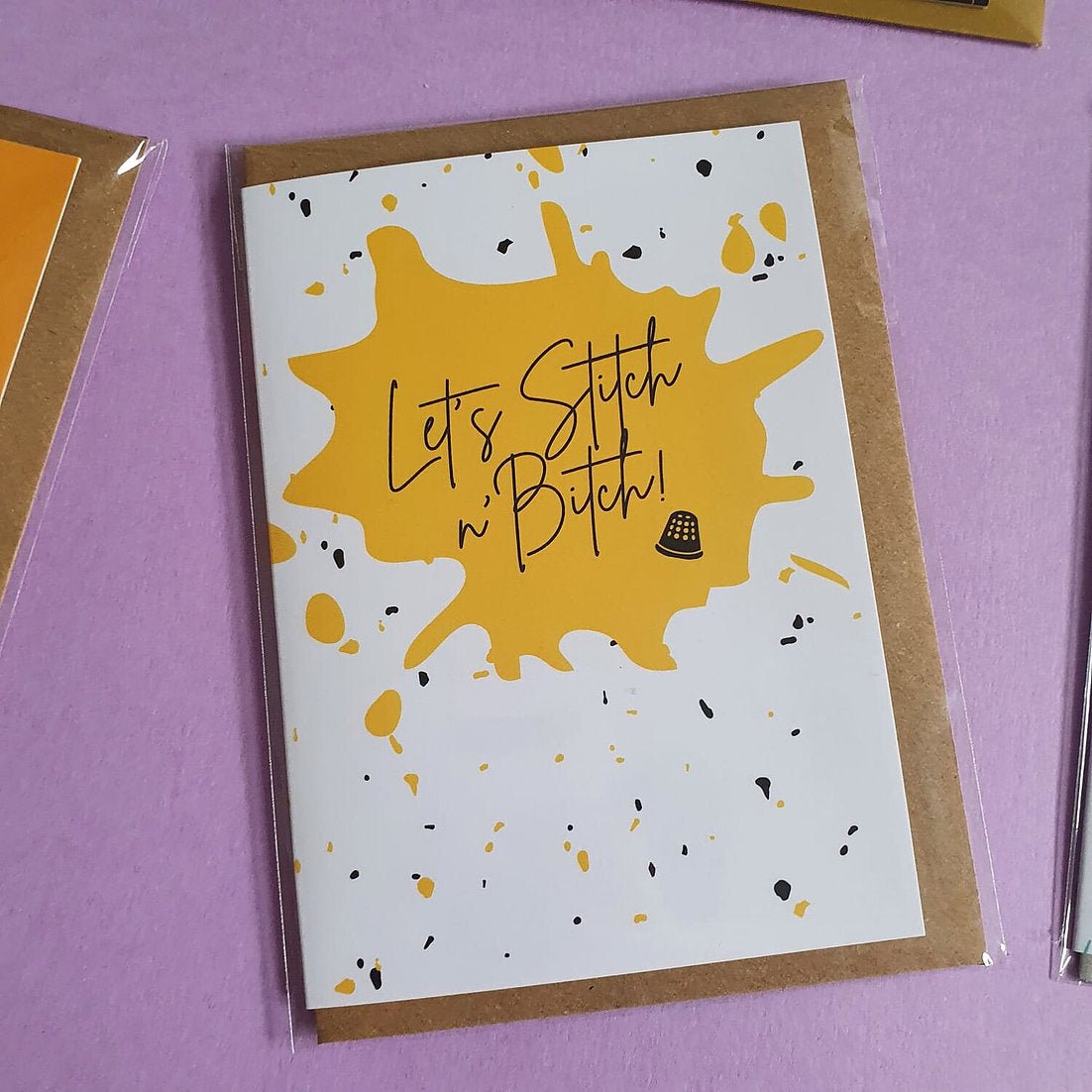 "LET'S STITCH N' BITCH" Sewing Themed Greeting Card - Sew Anonymous - Simplifi Fabric