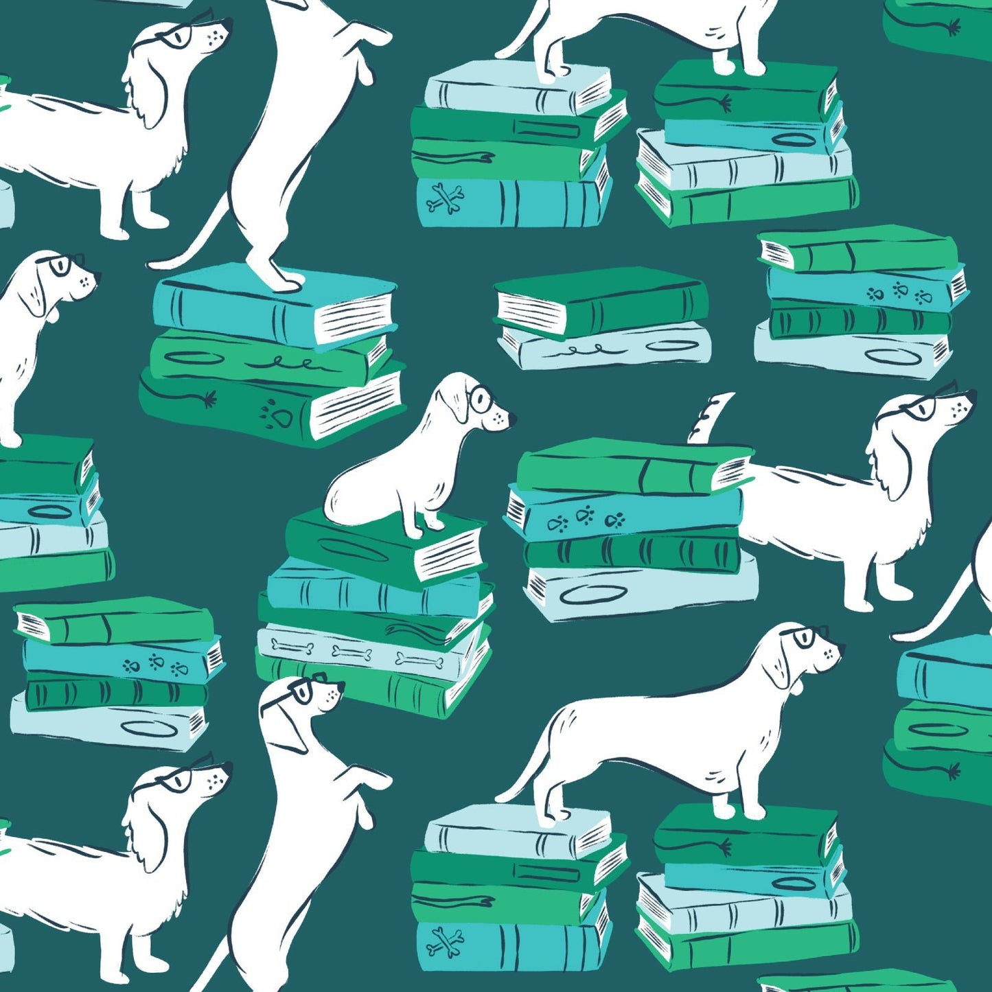 Library Hounds - Teacher's Pet - Krissy Mast - Cloud 9 Fabrics - Poplin - Simplifi Fabric