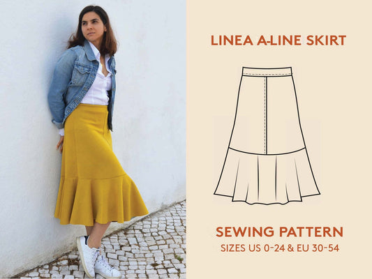 Linea A - Line Skirt Womens Paper Pattern - Wardrobe by Me - Simplifi Fabric