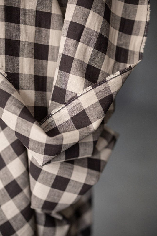 Liquorice Gingham BCI Cotton / Linen - European Import - Merchant & Mills - Simplifi Fabric