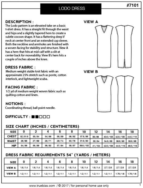 Lodo Dress Sewing Pattern - True Bias - Simplifi Fabric